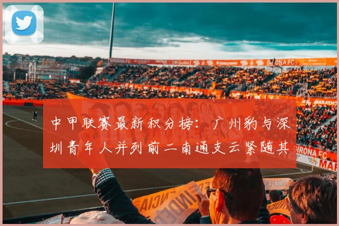 中甲联赛最新积分榜：广州豹与深圳青年人并列前二南通支云紧随其后